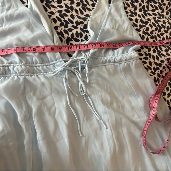 Lucy In The Sky Baby Blue Svana Plung Neck A-Line Tie Chest Flowy Mini Dress S - Picture 14 of 16